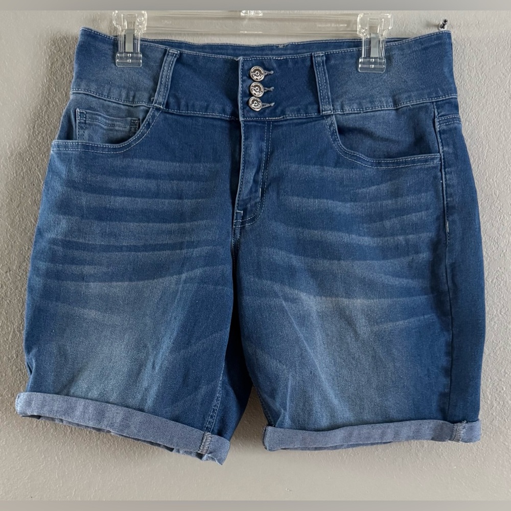 Copper Flash Denim Blue Women's Bermuda Shorts Size 10 Three Button Zip